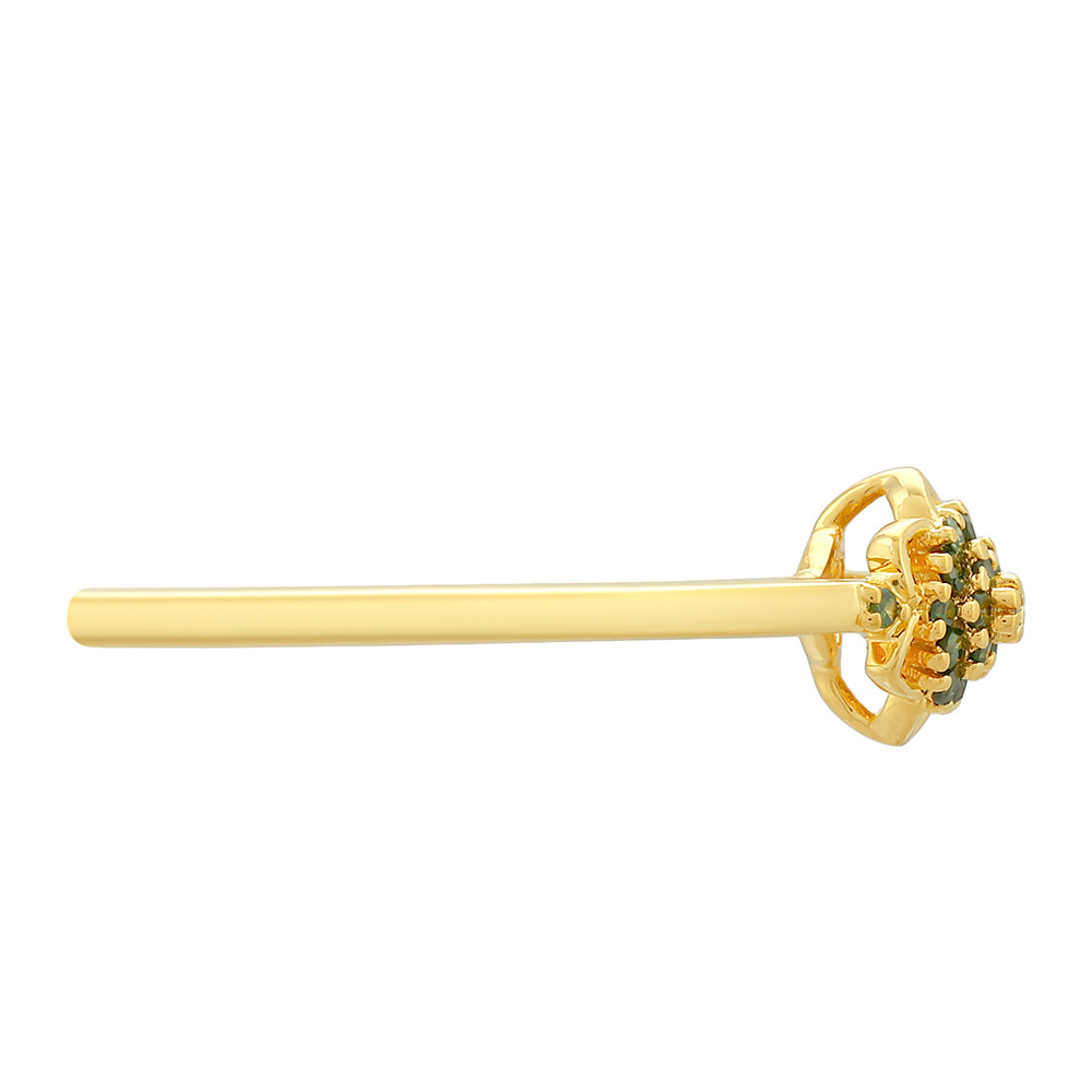 Goldplattierter Silberring mit grünem Diamant