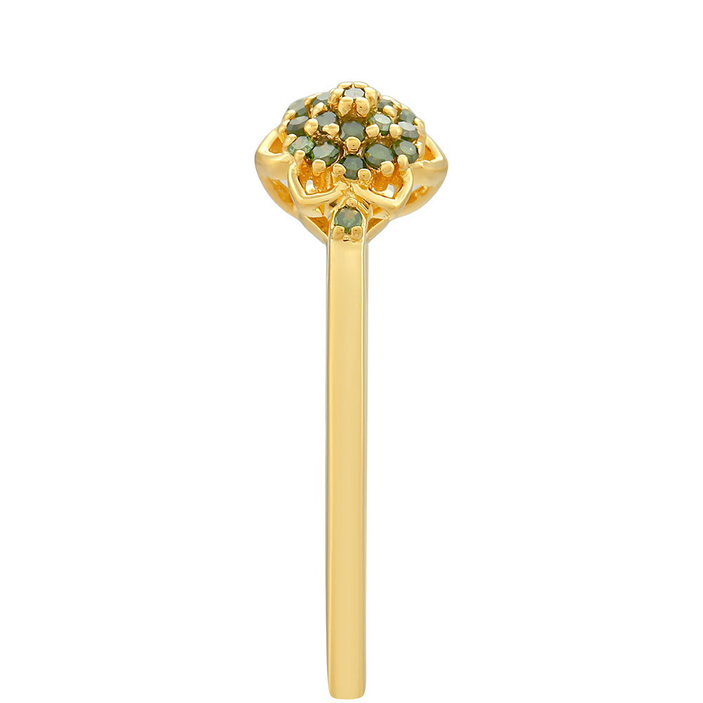Goldplattierter Silberring mit grünem Diamant