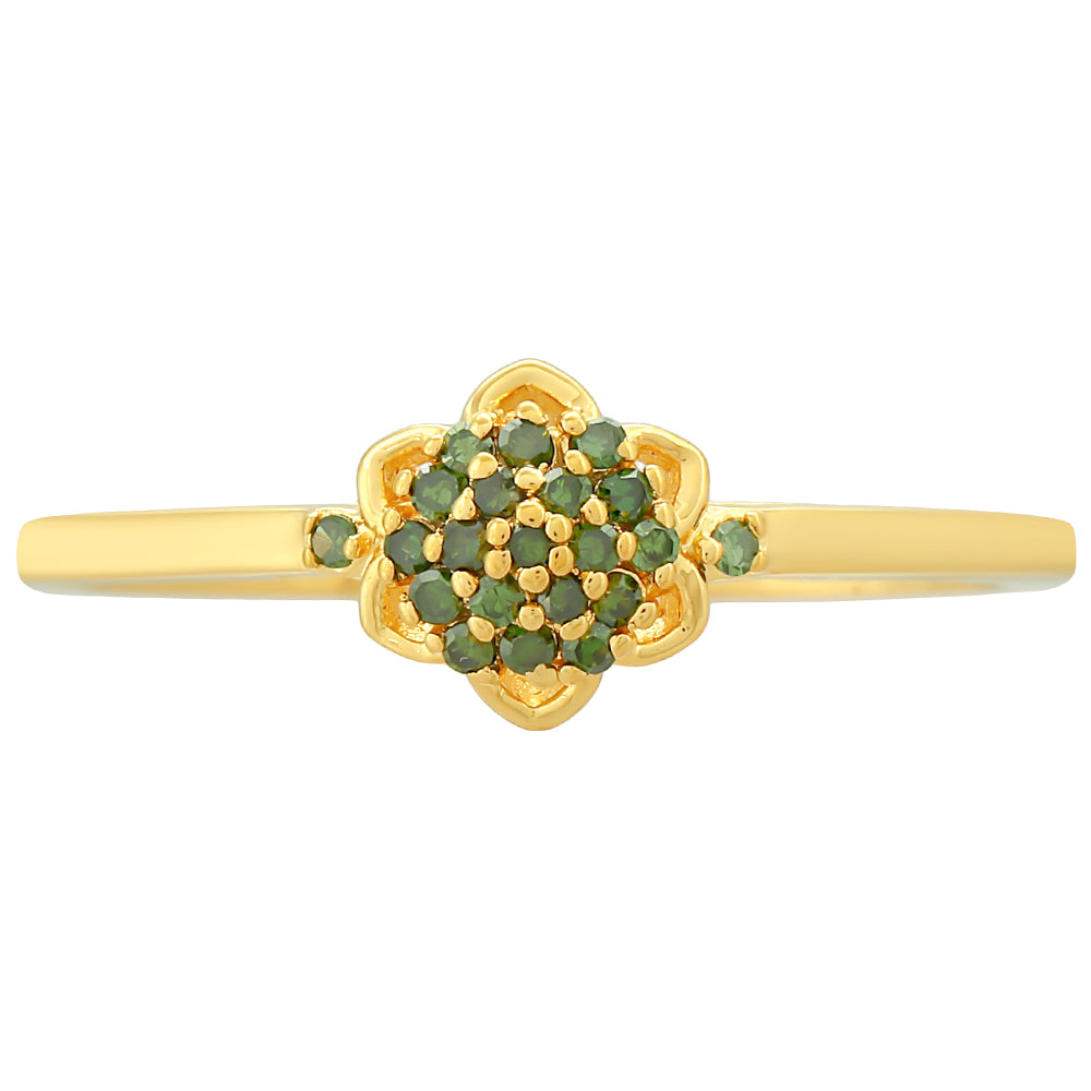 Goldplattierter Silberring mit grünem Diamant