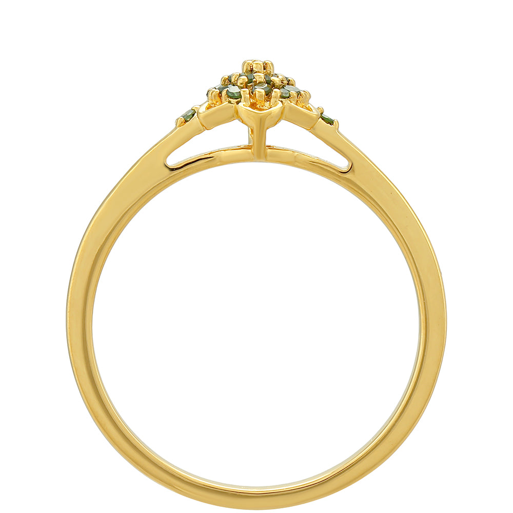 Goldplattierter Silberring mit grünem Diamant