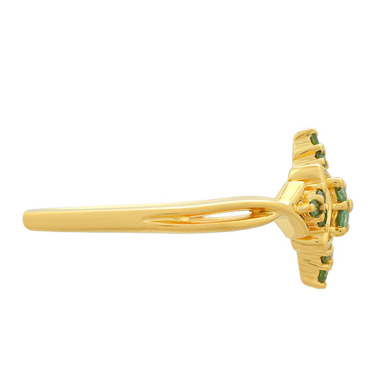 Goldplattierter Silberring mit grünem Diamant