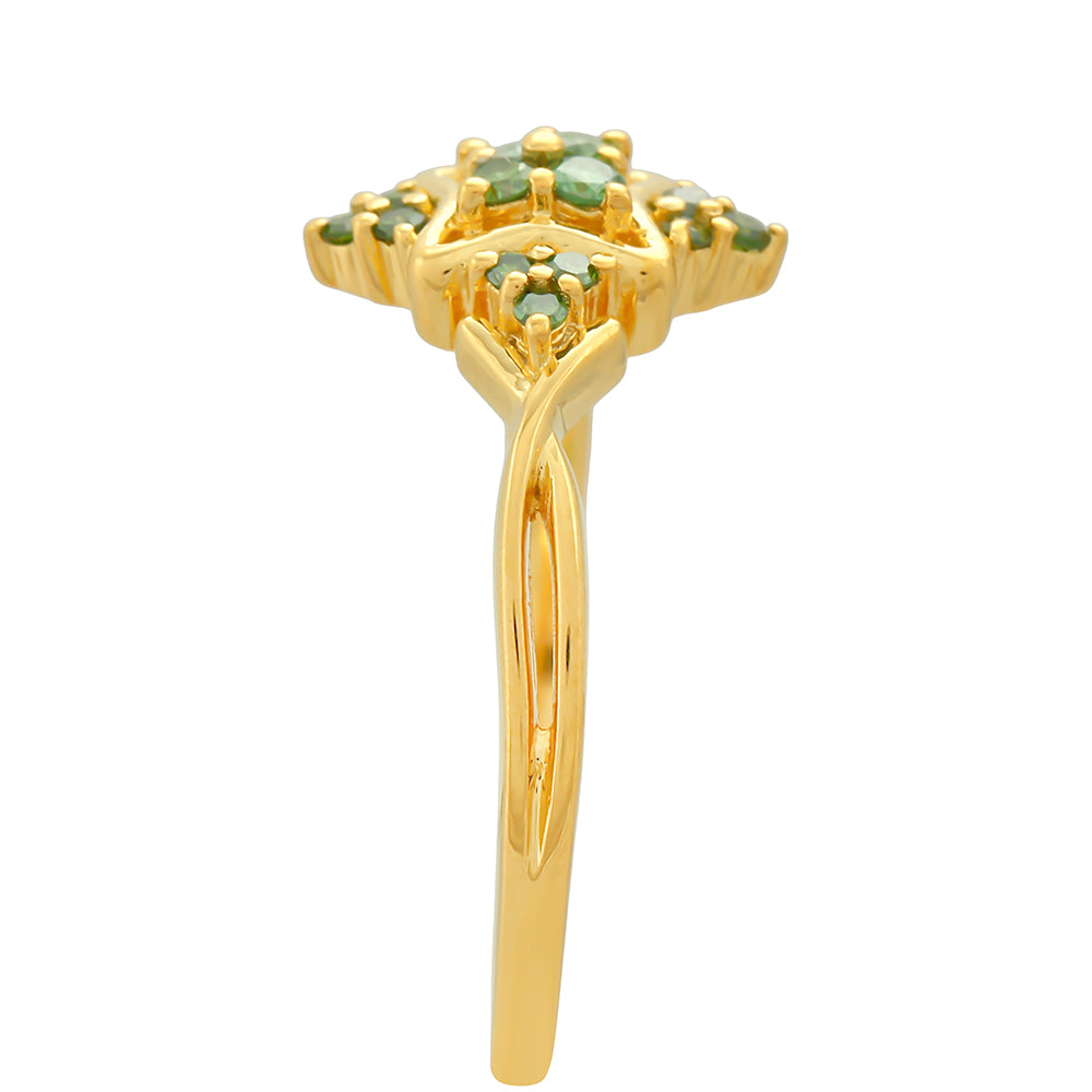 Goldplattierter Silberring mit grünem Diamant