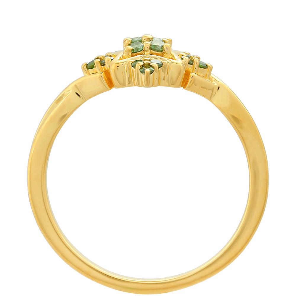 Goldplattierter Silberring mit grünem Diamant