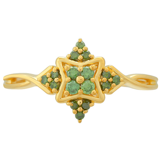 Goldplattierter Silberring mit grünem Diamant