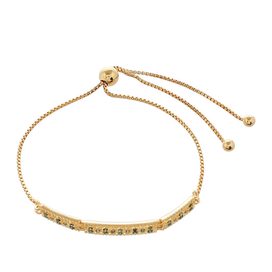 Goldplattiertes Silberarmband mit grünem Diamant