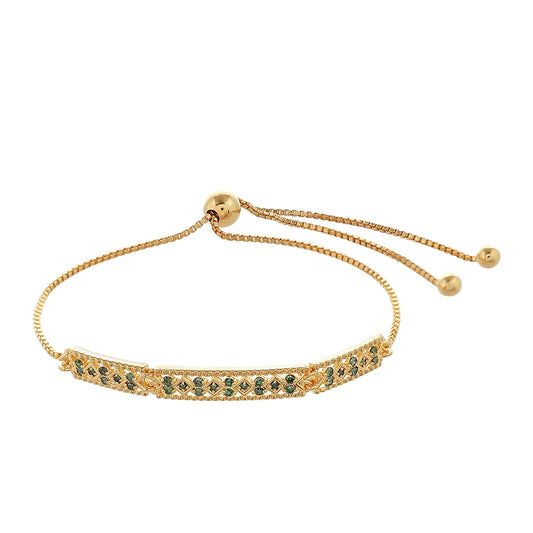 Goldplattiertes Silberarmband mit grünem Diamant