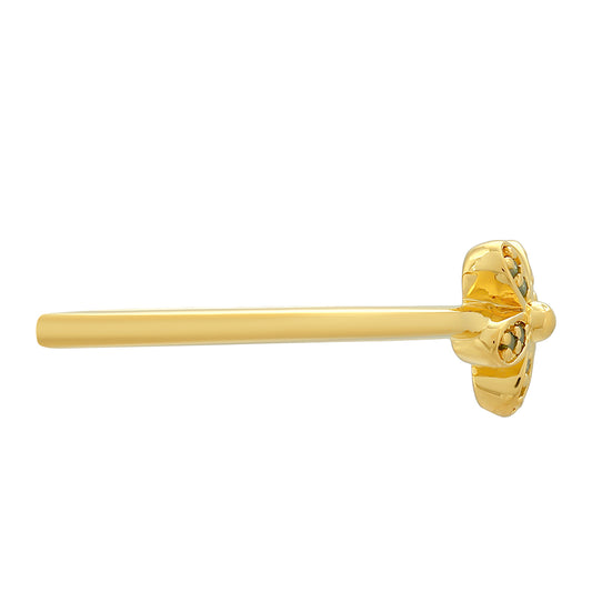 Goldplattierter Silberring mit grünem Diamant