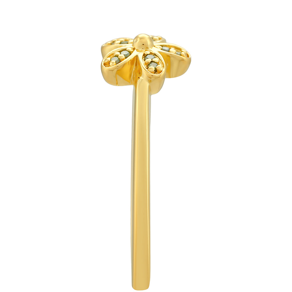 Goldplattierter Silberring mit grünem Diamant 3 