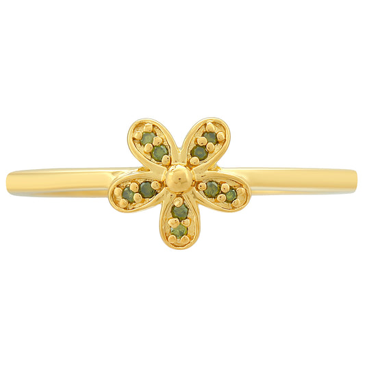 Goldplattierter Silberring mit grünem Diamant