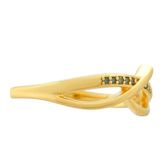 Goldplattierter Silberring mit grünem Diamant