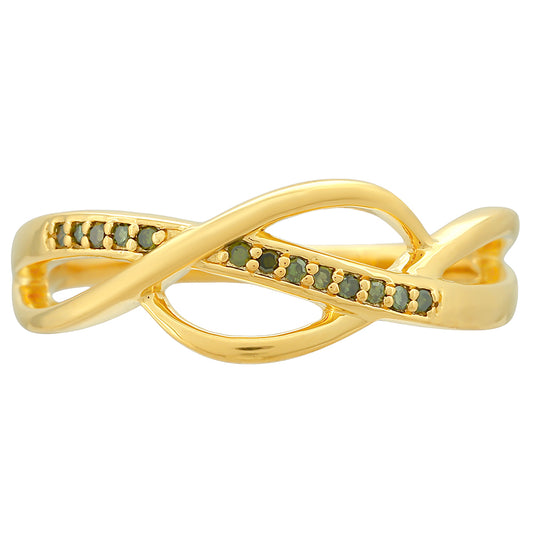 Goldplattierter Silberring mit grünem Diamant