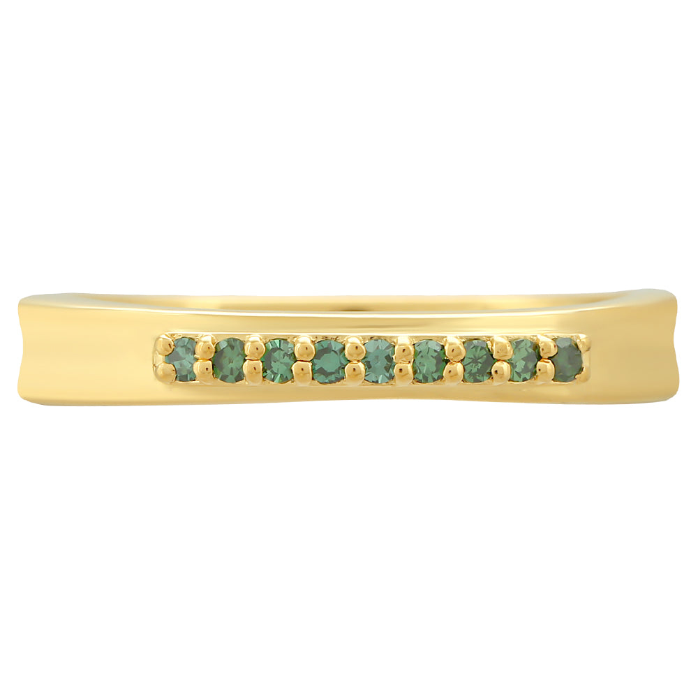 Goldplattierter Silberring mit grünem Diamant 1 