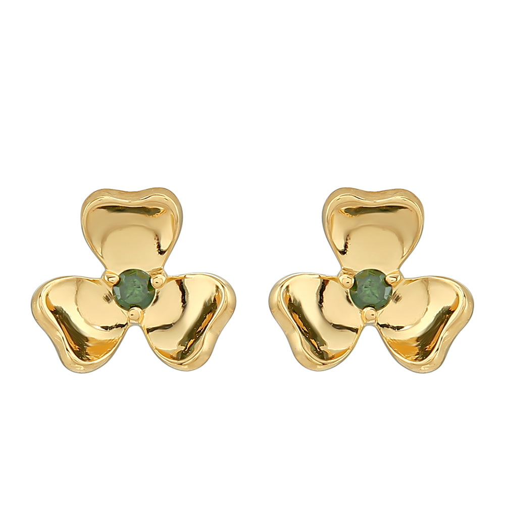 Goldplattierte Silberohrringe mit grünem Diamant