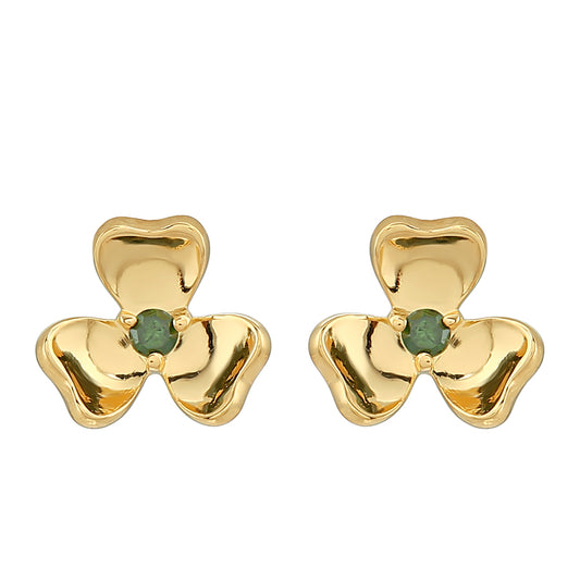 Goldplattierte Silberohrringe mit grünem Diamant