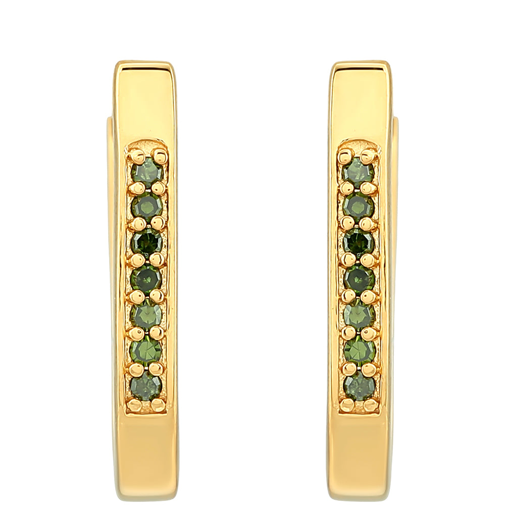 Goldplattierte Silberohrringe mit grünem Diamant