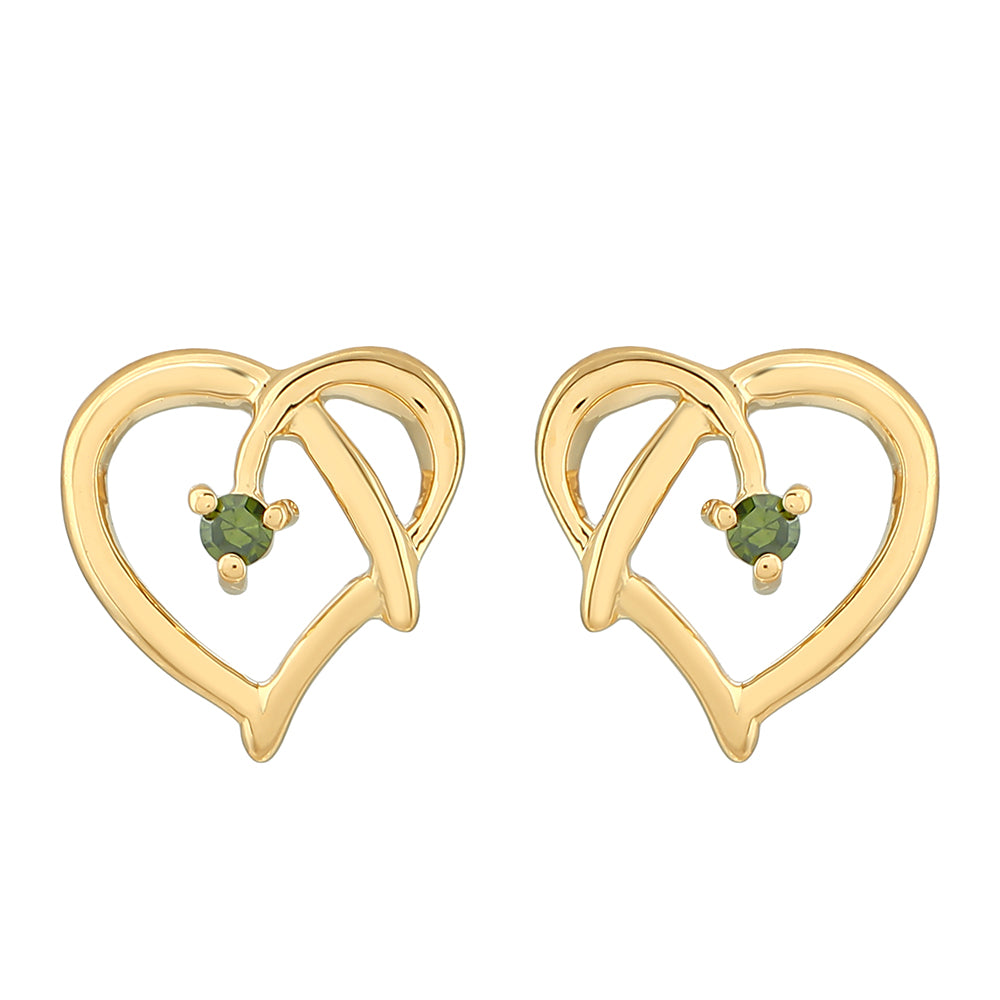 Goldplattierte Silberohrringe mit grünem Diamant