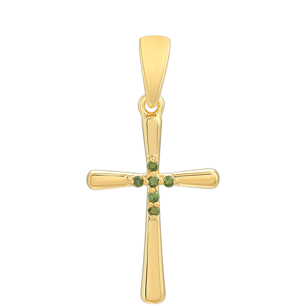 Goldplattierter Silberanhänger mit grünem Diamant