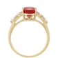 Goldring mit Thai Rubin und weißem Diamant