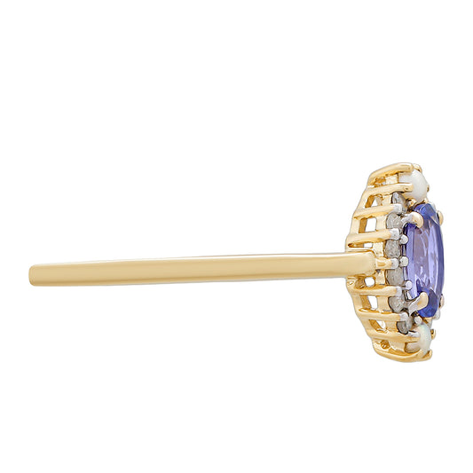 Goldring mit Tansanit und weißem Diamant