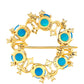 Goldplattierte Silberbrosche mit äthiopischem Paraiba-Blauopal und weißem Topas