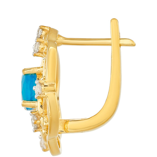 Goldplattierte Silberohrringe mit äthiopischem Paraiba-Blauopal und weißem Topas