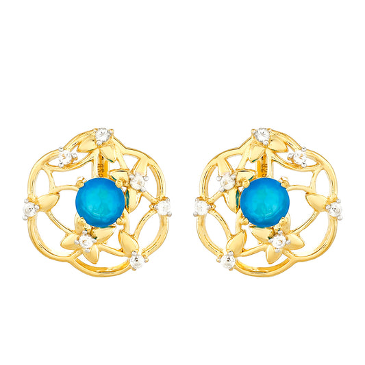 Goldplattierte Silberohrringe mit äthiopischem Paraiba-Blauopal und weißem Topas