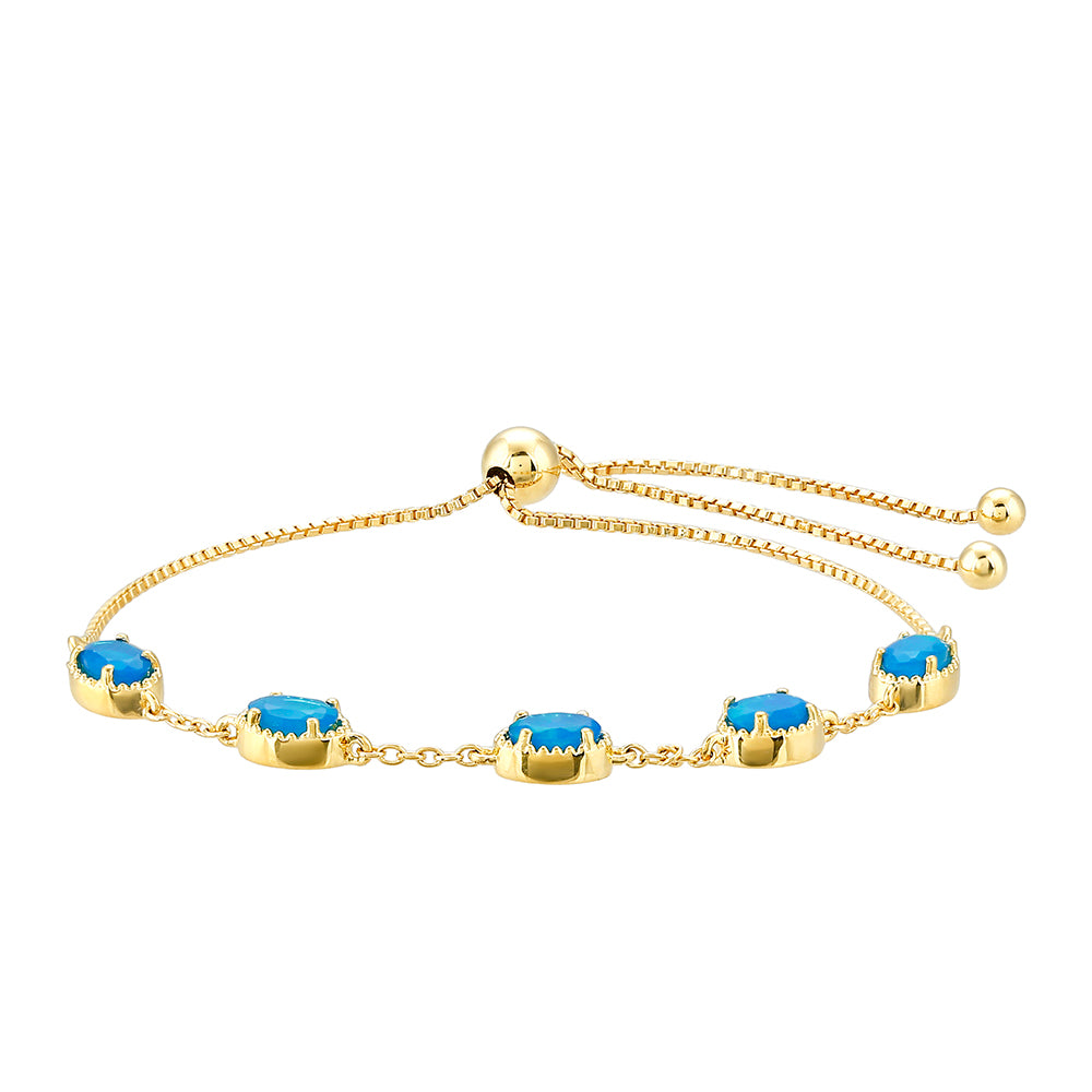 Goldplattiertes Silberarmband mit äthiopischem Paraiba-Blauopal