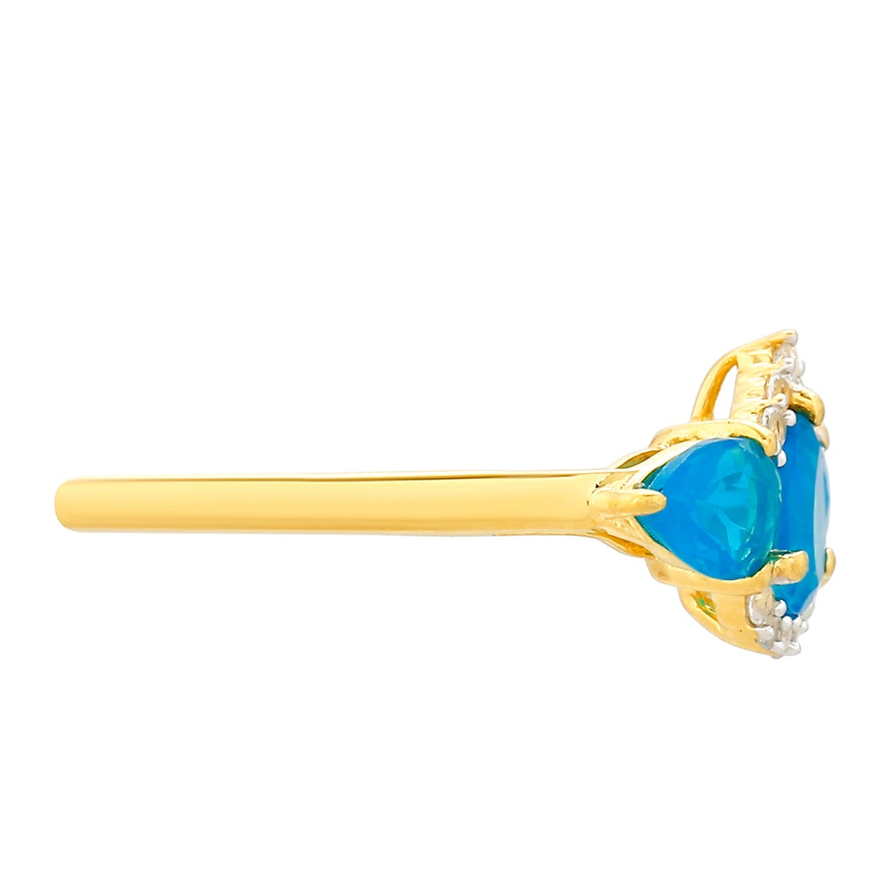 Goldplattierter Silberring mit äthiopischem Paraiba-Blauopal und weißem Topas