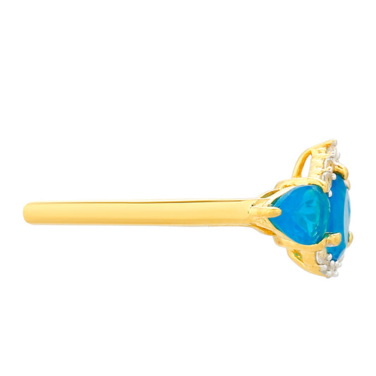 Goldplattierter Silberring mit äthiopischem Paraiba-Blauopal und weißem Topas