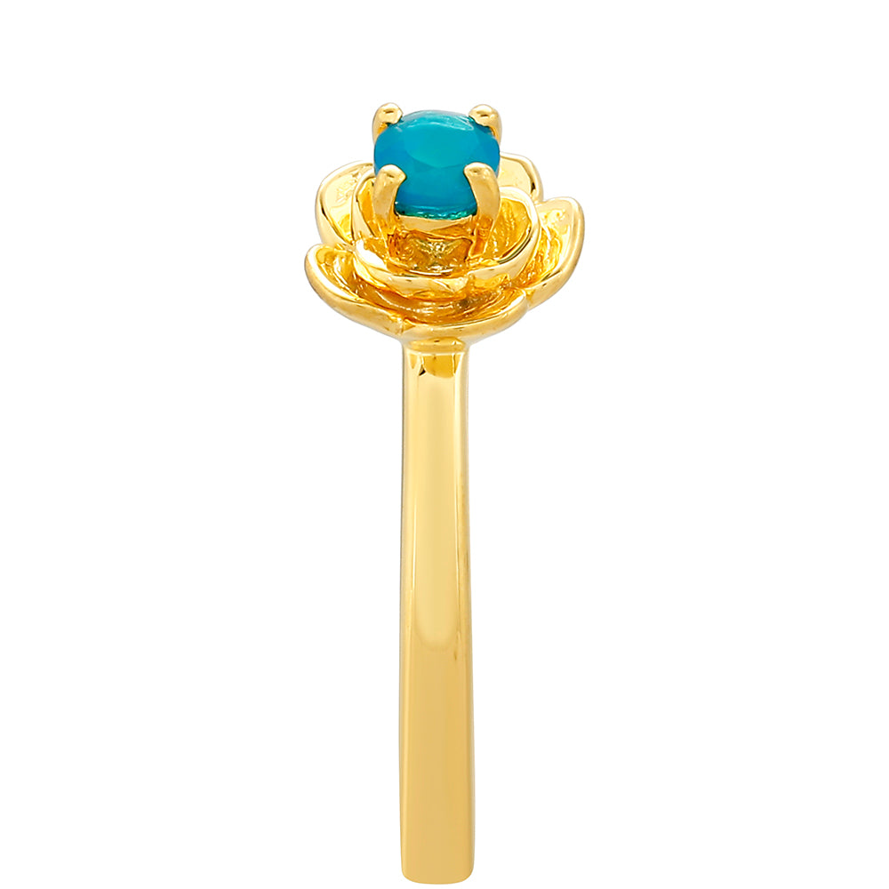 Goldplattierter Silberring mit äthiopischem Paraiba-Blauopal 3 