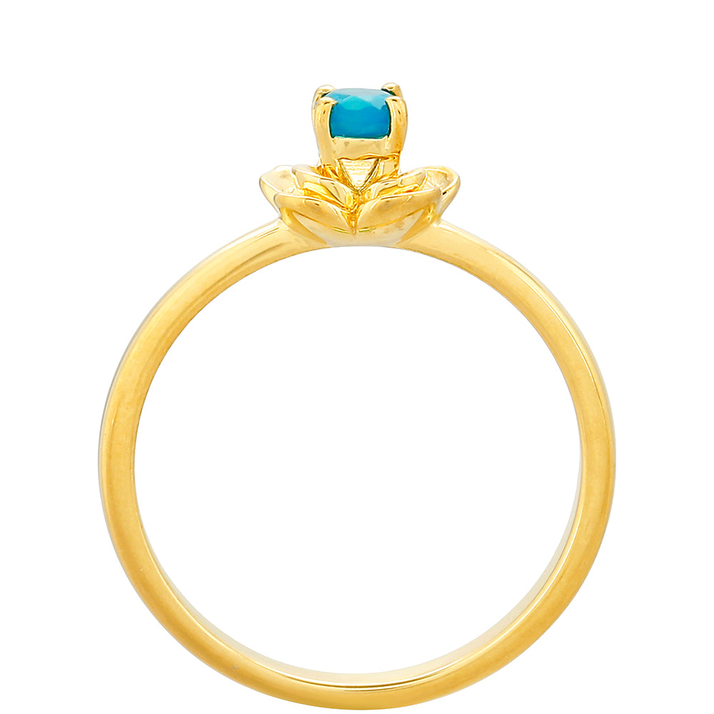 Goldplattierter Silberring mit äthiopischem Paraiba-Blauopal 4 