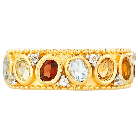 Goldplattierter Silberring mit Granat und Citrin aus Madeira