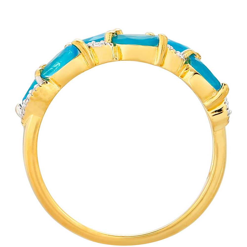 Goldplattierter Silberring mit äthiopischem Paraiba-Blauopal und weißem Topas 4 