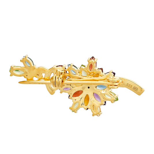 Goldplattierte Silberbrosche mit Amethyst und Citrin aus Madeira