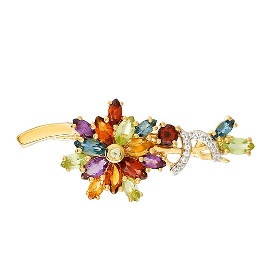 Goldplattierte Silberbrosche mit Amethyst und Citrin aus Madeira