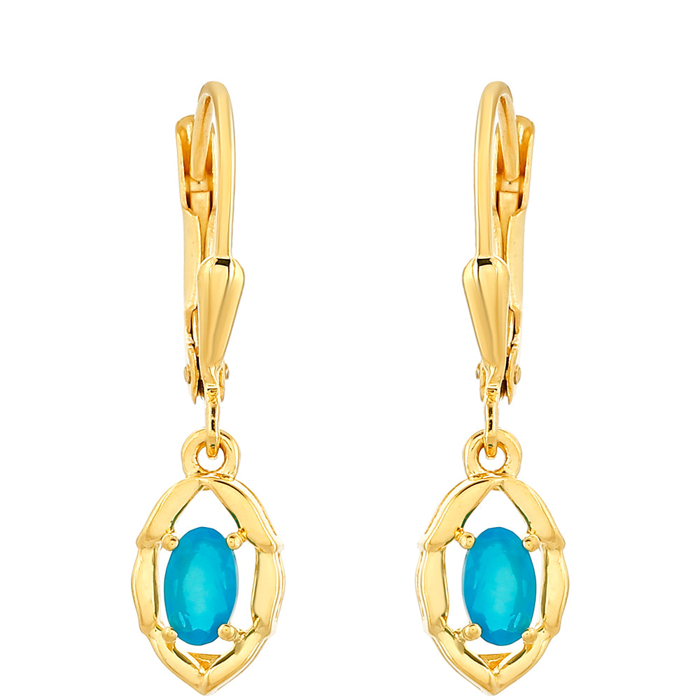Goldplattierte Silberohrringe mit äthiopischem Paraiba-Blauopal