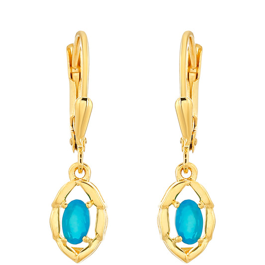 Goldplattierte Silberohrringe mit äthiopischem Paraiba-Blauopal