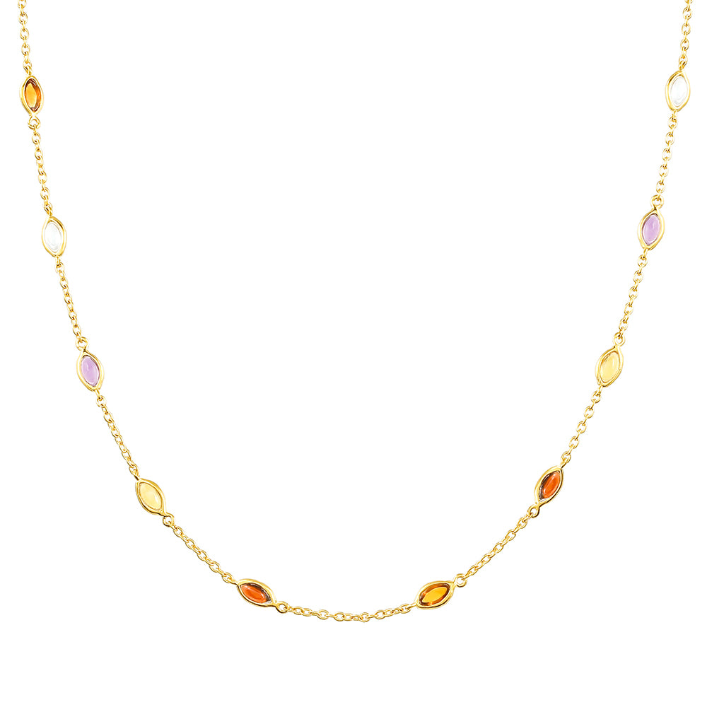 Goldplattierte Silberhalskette mit Amethyst und Citrin aus Madeira 1 
