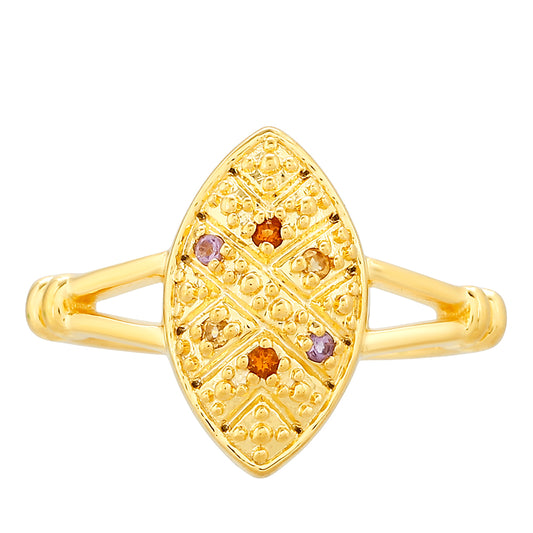 Goldplattierter Silberring mit Amethyst und Citrin aus Madeira