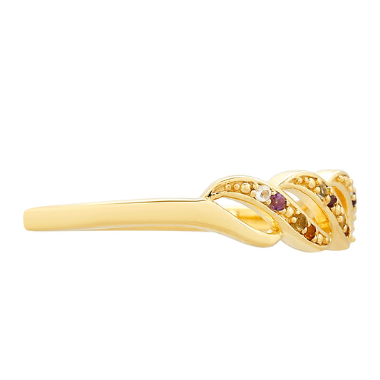 Goldplattierter Silberring mit Amethyst und Citrin aus Madeira