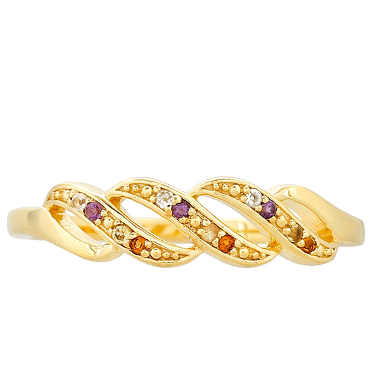 Goldplattierter Silberring mit Amethyst und Citrin aus Madeira