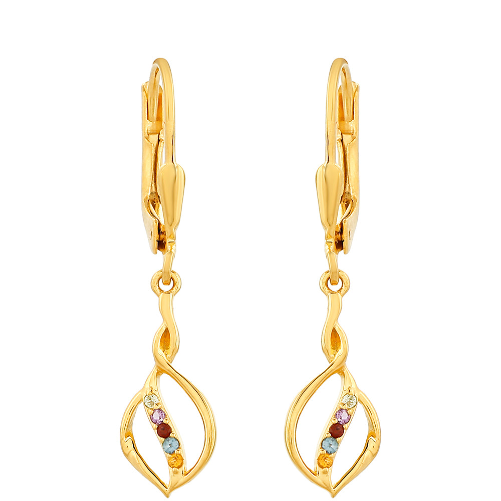 Goldplattierte Silberohrringe mit Amethyst und Zitrin