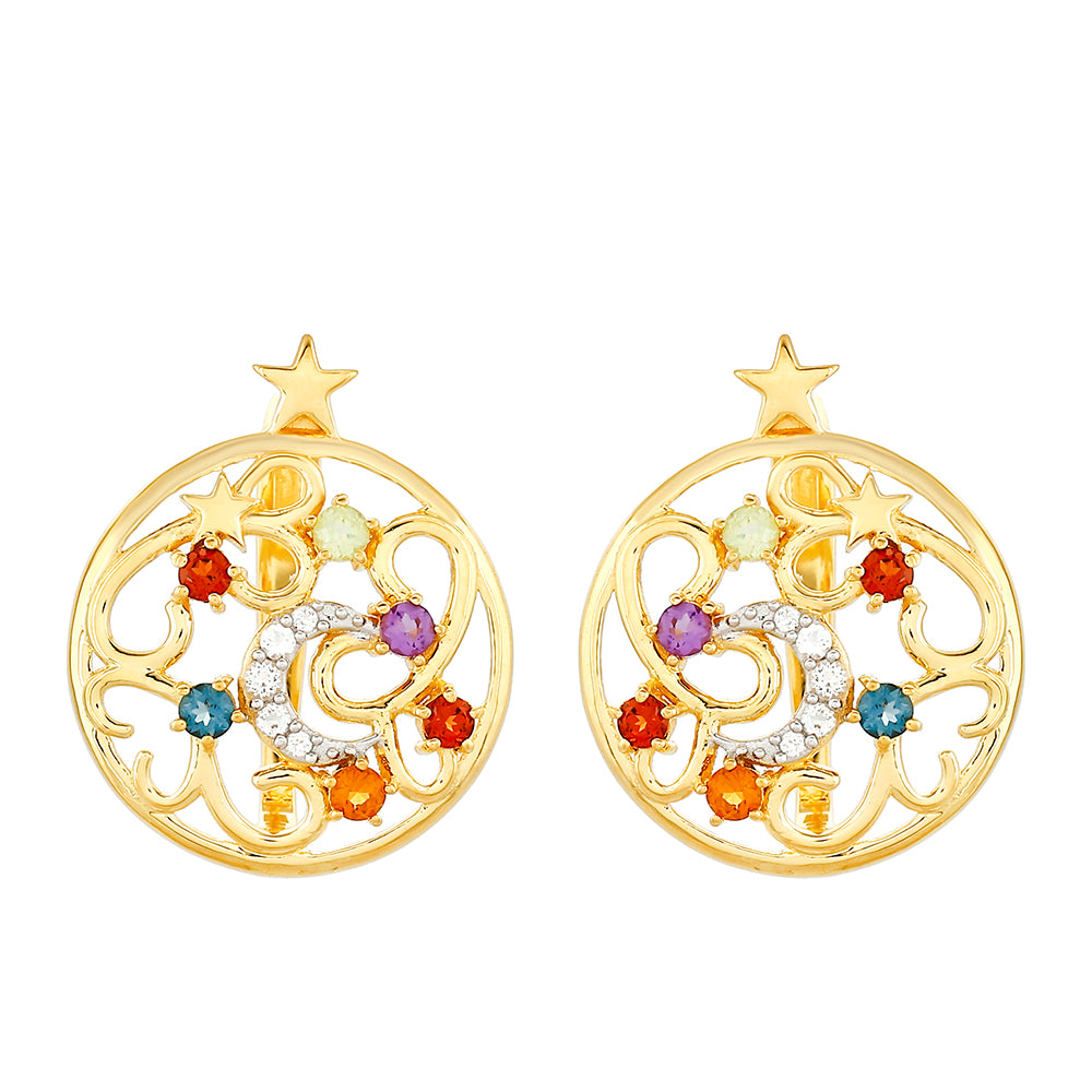 Goldplattierte Silberohrringe mit Amethyst und Zitrin 1 