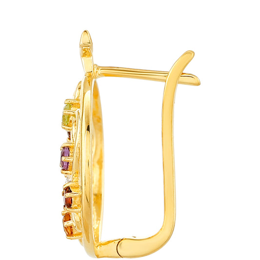 Goldplattierte Silberohrringe mit Amethyst und Zitrin