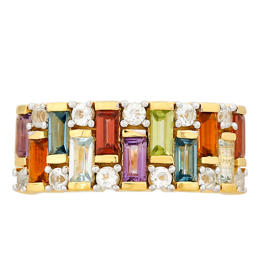 Goldplattierter Silberring mit Amethyst und Zitrin