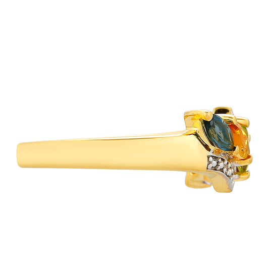 Goldplattierter Silberring mit Tansanit und Zitrin