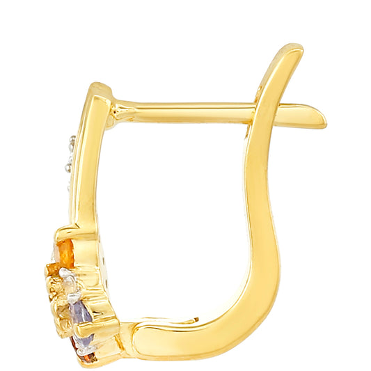 Goldplattierte Silberohrringe mit Tansanit und Zitrin
