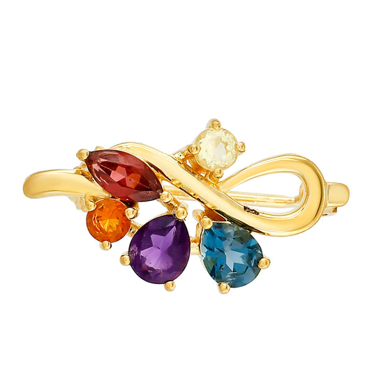 Goldplattierte Silberbrosche mit Amethyst und Citrin aus Madeira