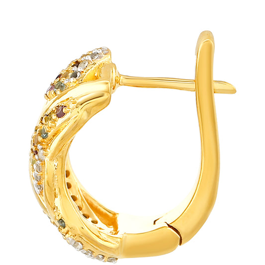 Goldplattierte Silberohrringe mit Amethyst und Zitrin