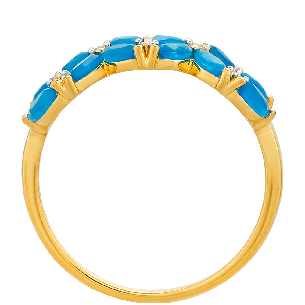 Goldplattierter Silberring mit äthiopischem Paraiba-Blauopal und weißem Topas 3 